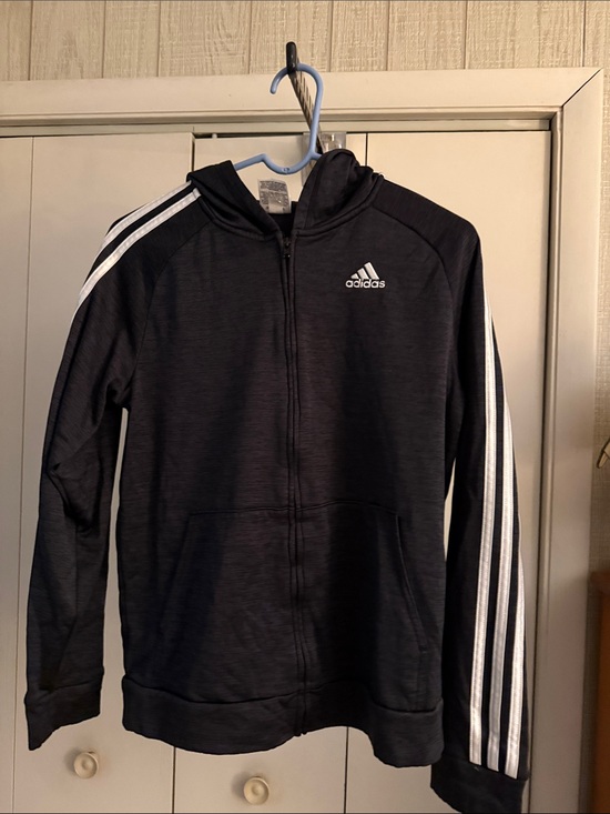 adidas Other - adidas Black Hoodie with White Three-Stripes